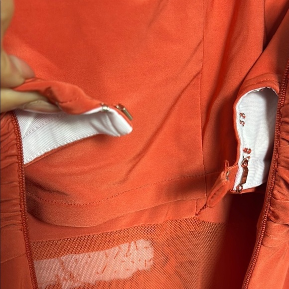 Mignon Red Prom Dress Orange color size 2 with stones and a scarf cape - Picture 11 of 15